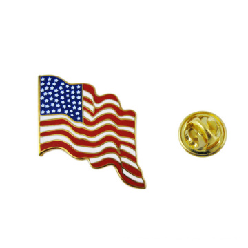 Pin de la solapa de la bandera americana de la insignia del metal del país de los EEUU baratos de la fuente de la fábrica